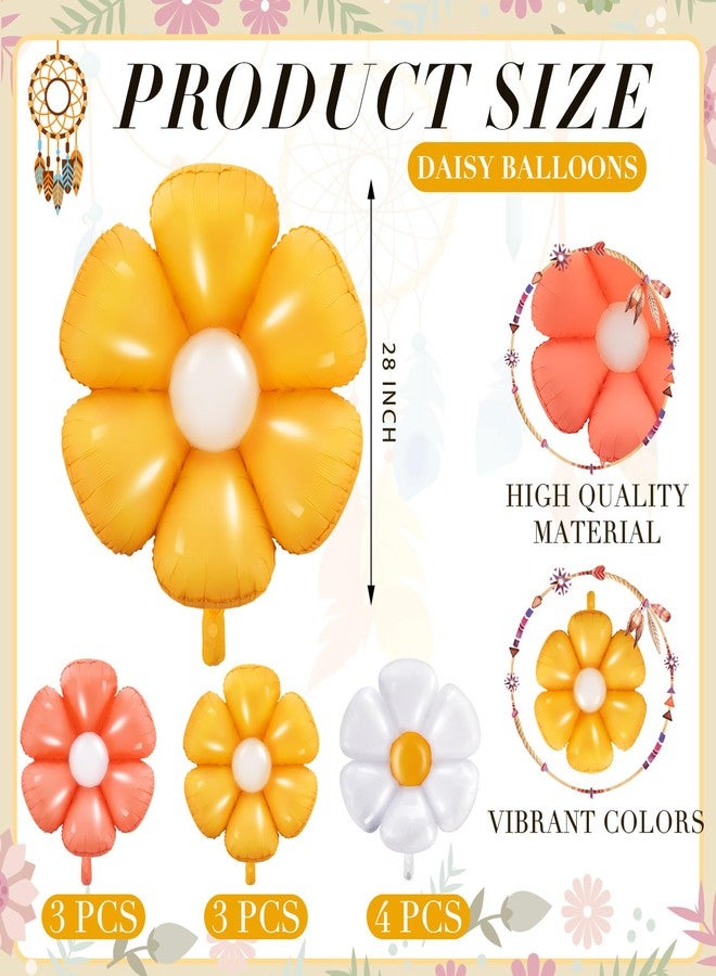 Rotatingpals 10 Pcs Daisy Balloon 28 Inch Flower Balloons Boho Groovy Party Decor for Boho Daisy Themed Birthday Party Baby Shower Wedding Decorations Supplies, 3 Colors - Image 2